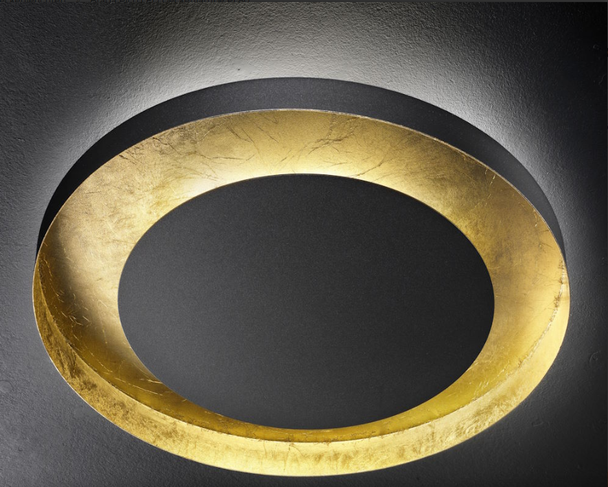 ΦΩΤΙΣΤΙΚΟ ΟΡΟΦΗΣ LED BLACK&GOLD LEAF D:60cm ITALY