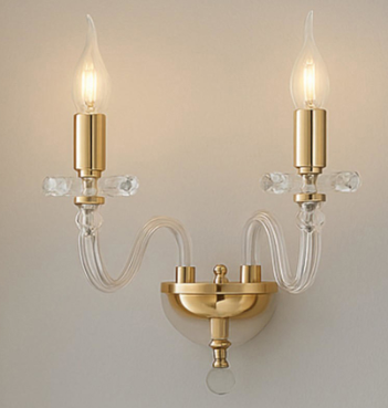 ΑΠΛΙΚΑ HANDMADE CLEAR GLASS AND METAL GOLD ELEMENTS L 37 CM