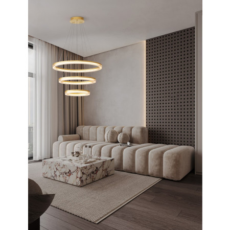 ΚΡΕΜΑΣΤΟ ΜΕ 3 ΚΥΚΛΟΥΣ Brushed Gold Aluminium & Acrylic D:80cm