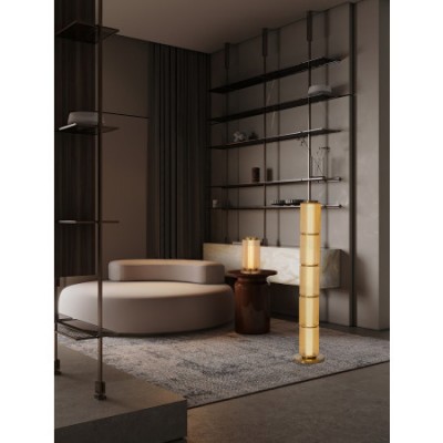 ΕΠΙΤΡΑΠΕΖΙΟ ΦΩΤΙΣΤΙΚΟ Amber Glass & Glossy Gold Metal Base H:34,5cm