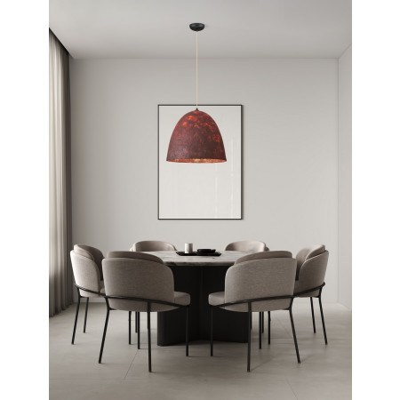 ΚΡΕΜΑΣΤΗ ΚΑΜΠΑΝΑ Red Paper & Natural Mulbery Silk Sandy Black Metal Base D:50cm