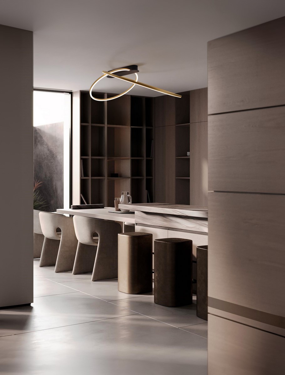 ΦΩΤΙΣΤΙΚΟ ΟΡΟΦΗΣ Triac Dimmable Brass Gold Steel, Aluminium & Silicone  