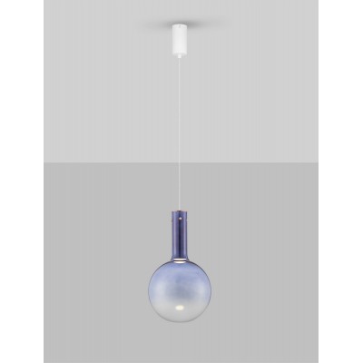 ΚΡΕΜΑΣΤΟ ΦΩΤΙΣΤΙΚΟ Triac Dimmable Blue Glass Gold Metal White Metal Base