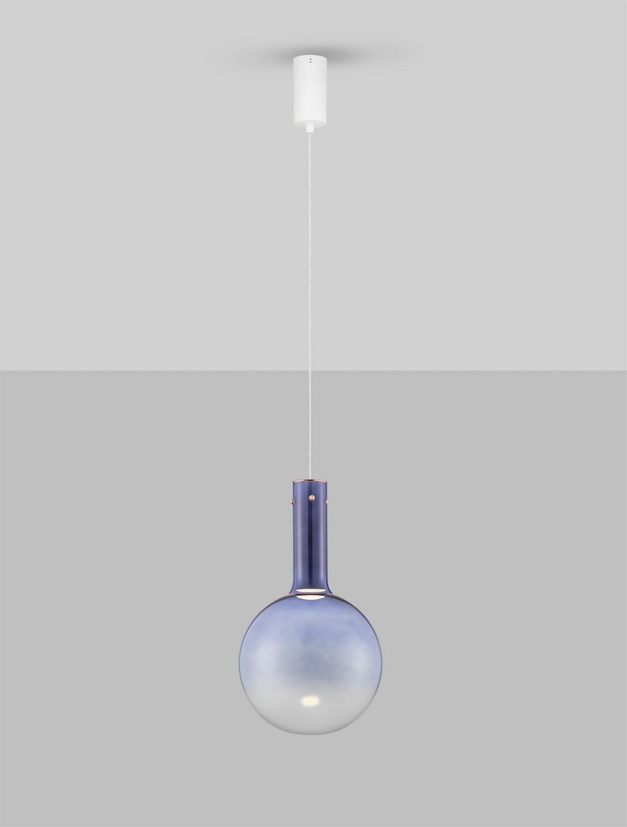 ΚΡΕΜΑΣΤΟ ΦΩΤΙΣΤΙΚΟ Triac Dimmable Blue Glass Gold Metal White Metal Base