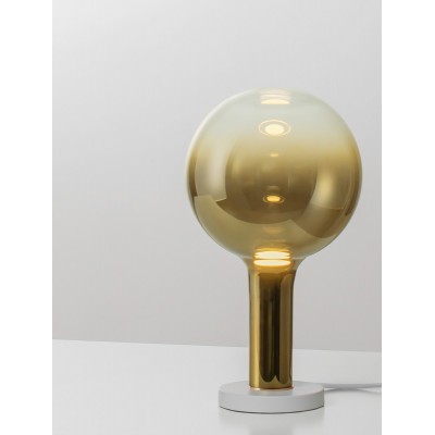 ΕΠΙΤΡΑΠΕΖΙΟ ΦΩΤΙΣΤΙΚΟ Triac Dimmable Gold Glass Gold Metal White Metal Base