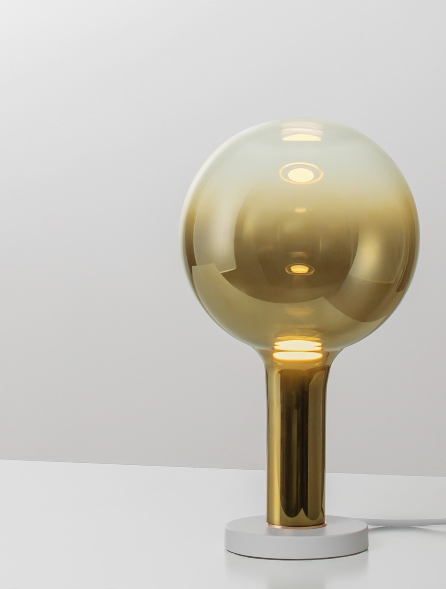 ΕΠΙΤΡΑΠΕΖΙΟ ΦΩΤΙΣΤΙΚΟ Triac Dimmable Gold Glass Gold Metal White Metal Base