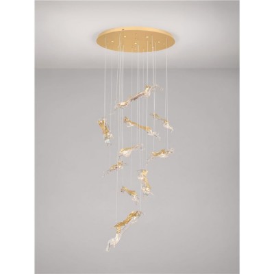ΚΡΕΜΑΣΤΟ 10ΦΩΤΟ ΦΩΤΙΣΤΙΚΟ LED GOLD&CLEAR GLASS  D:100cm