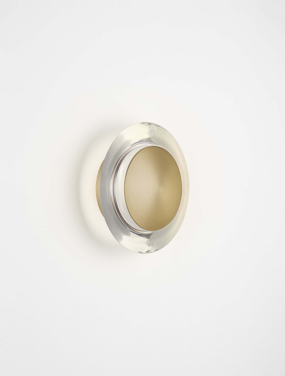 ΣΤΡΟΓΓΥΛΗ ΑΠΛΙΚΑ ΤΟΙΧΟΥ Brass Gold Aluminium & Acrylic D:17cm