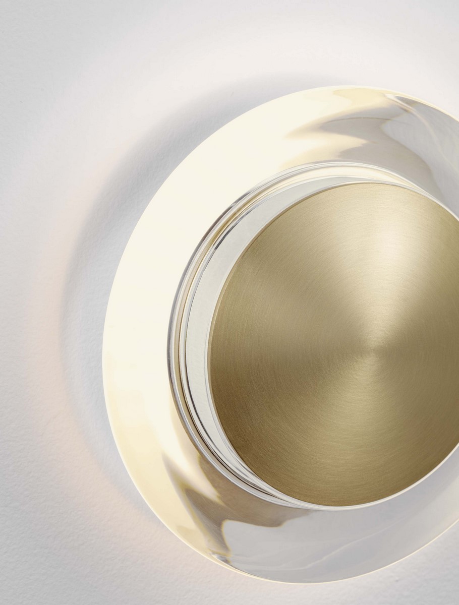 ΣΤΡΟΓΓΥΛΗ ΑΠΛΙΚΑ ΤΟΙΧΟΥ Brass Gold Aluminium & Acrylic D:17cm