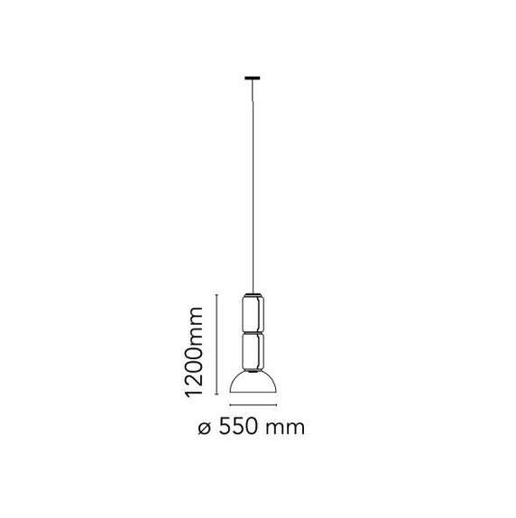 FLOS Noctambule Suspension 2 Low Cylinder Bowl  H:120cm 