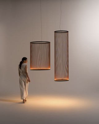 VIBIA ARRAY PENDANT LED LAMP WITH THREADS BEIGE D:37cm