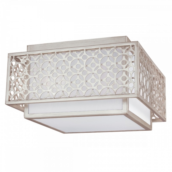 LIGHT COLOR SILVER 2 CEILING LAMP WITH CIRCULAR GEOMETRIC PATTERNS L:36.8cm USA