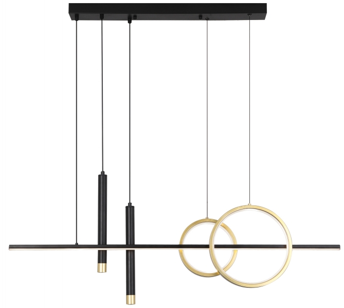 SUSPENDED LED BLACK&GOLD L100cm