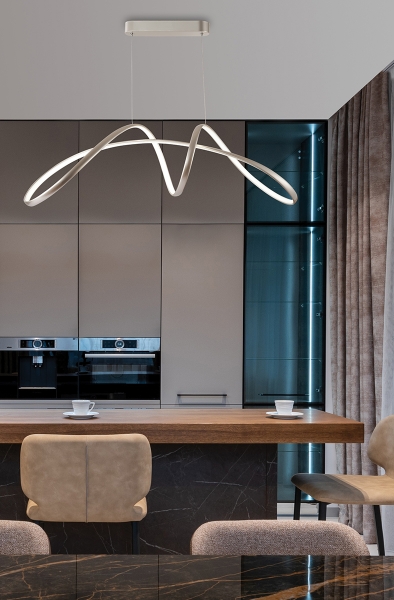 SUSPENDED LED METAL SILVER L92cm