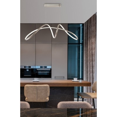 SUSPENDED LED METAL SILVER L92cm