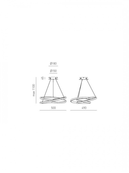 PENDANT LIGHTING ALUMINUM BRUSHED GOLD D50cm ITALY