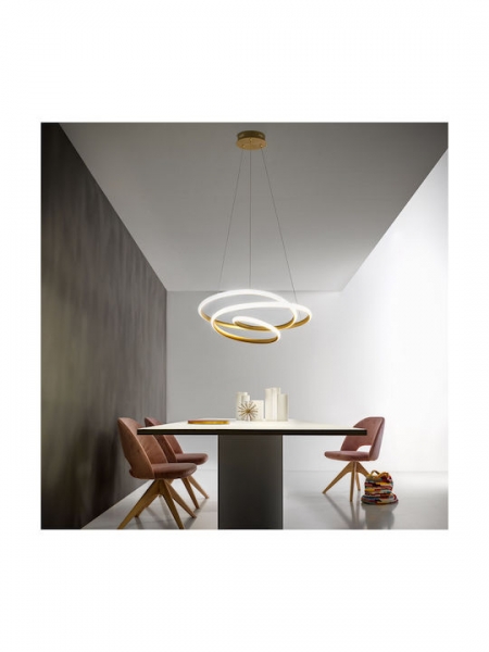 PENDANT LIGHTING ALUMINUM BRUSHED GOLD D50cm ITALY