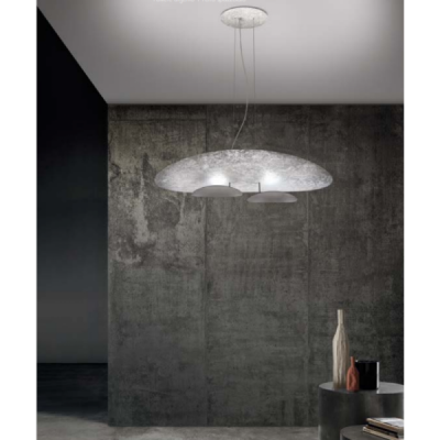 LED PENDANT 130cm X 64cm 5760lumen 3000K ITALY Polvere argento + Ferro spazzolato