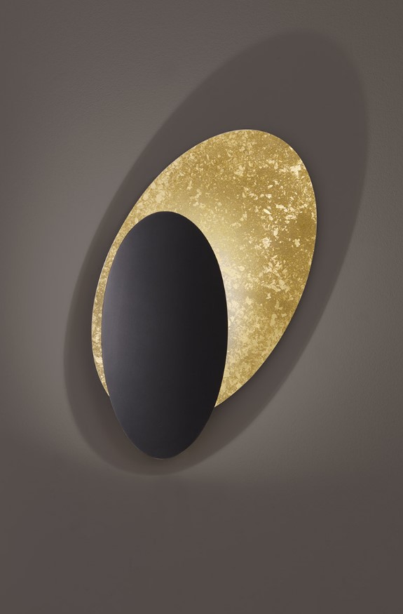 ΟΒΑΛ ΑΠΛΙΚΑ ΕΜΜΕΣΟΥ ΦΩΤΙΣΜΟΥ POLVERE ORO-NERO 38cm MADE IN ITALY