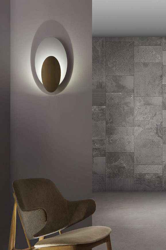 ΟΒΑΛ ΑΠΛΙΚΑ ΕΜΜΕΣΟΥ ΦΩΤΙΣΜΟΥ WHITE-BRUSHED BRONZE 38cm MADE IN ITALY