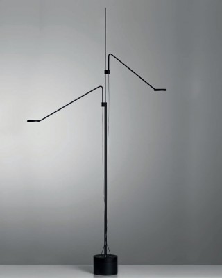 Μίνιμαλ 2φωτο δαπέδου με βραχίονες μαύρο 150cm MADE IN ITALY