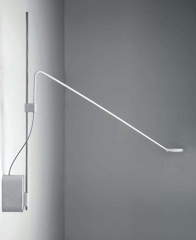 Μίνιμαλ απλίκα με βραχίονα, λευκή P:79cm MADE IN ITALY