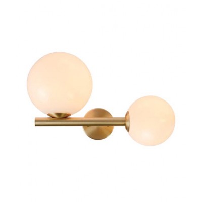 2-BULB WALL SCONCE MATTE GOLD-OPAL GLASS