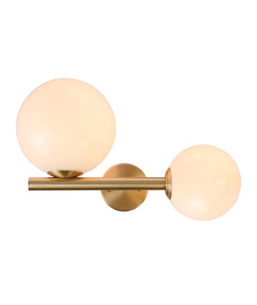2-BULB WALL SCONCE MATTE GOLD-OPAL GLASS