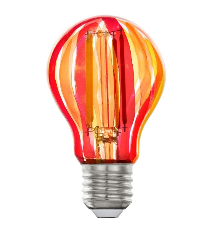 DECORATIVE E27 LIGHTBULB, RED-ORANGE STRIPES 
