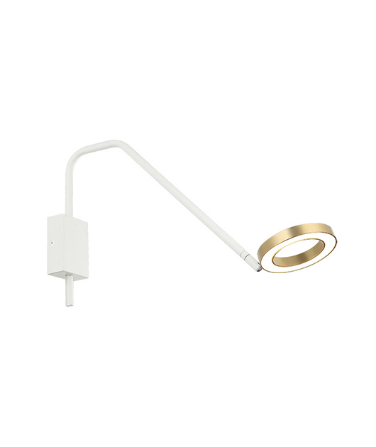 LED RING WALL LIGHTING FIXTURE MATTE WHITE WITH MATTE GOLD DETAIL