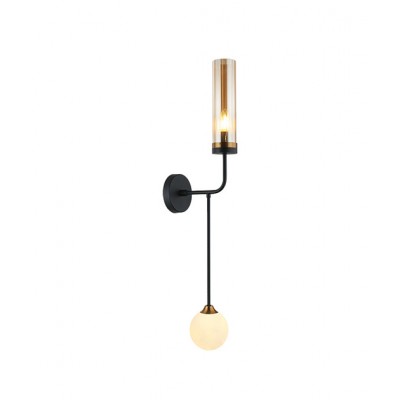 WALL SCONCE WITH RUBBED CHAMPAGNE GLALL AND OPAL ORB