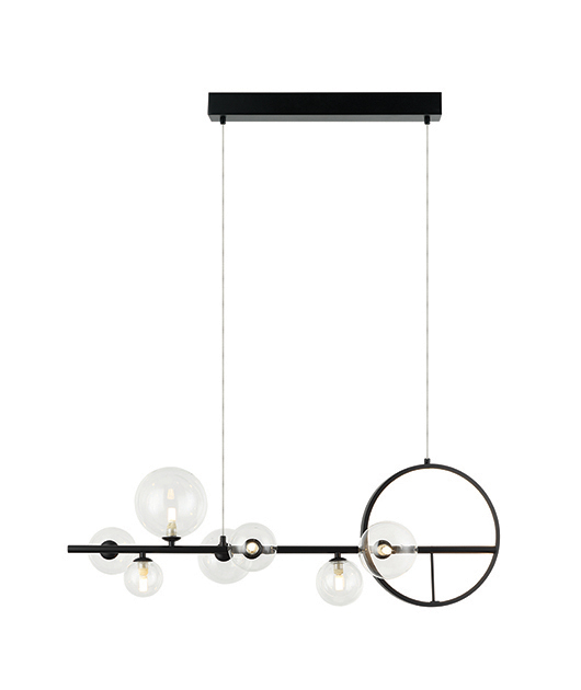RING-LINEAR SUSPENDED FIXTURE WITH GLASS ORBS