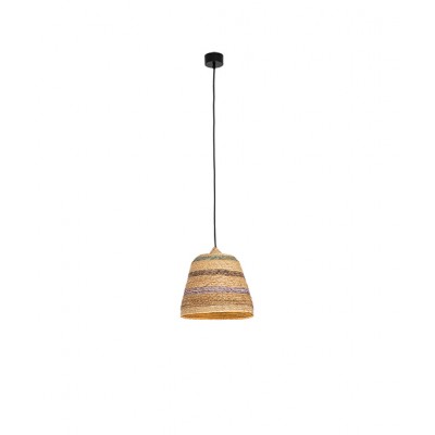 SINGLE LIGHT PENDANT MADE  FROM WOVEN WHEAT WITH COLORFUL DETAILS