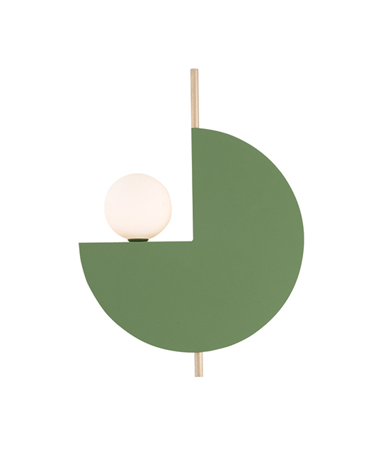 STATEMENT SCONCE, OLIVE GREEN-OPAL ORB D:26CM H:36CM