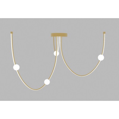 TRIPLE LOOPED LED FIXTURE WITH OPAL ORBS-MATTE GOLD