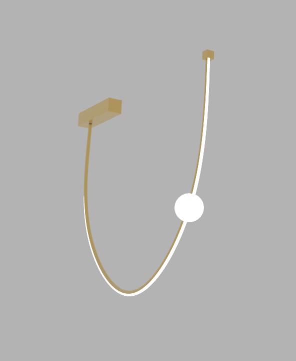 LOOPED LED FIXTURE WITH OPAL ORB-MATTE GOLD