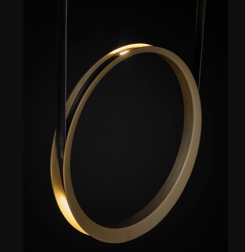 SUSPENDED LED RING POLISHED ALUMINUM Ø50cm H:400cm HANDMADE IN THE NETHERLANDS