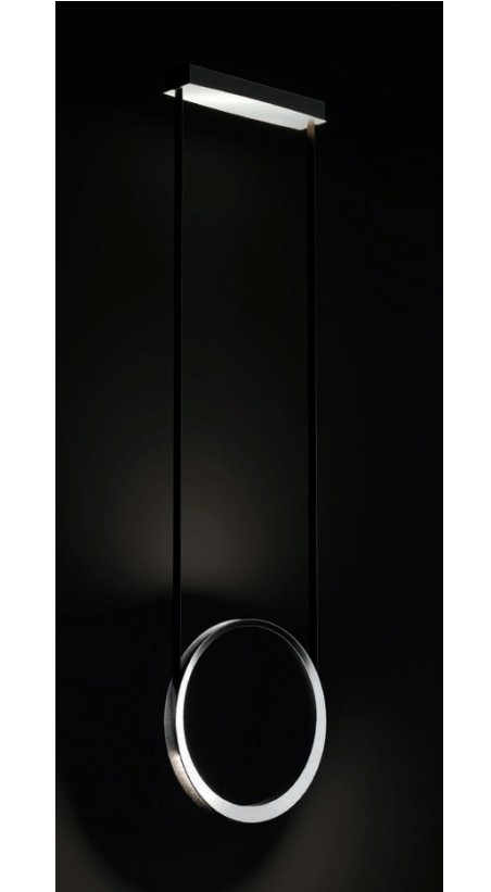 SUSPENDED LED RING POLISHED ALUMINUM Ø40cm H:400cm HANDMADE IN THE NETHERLANDS