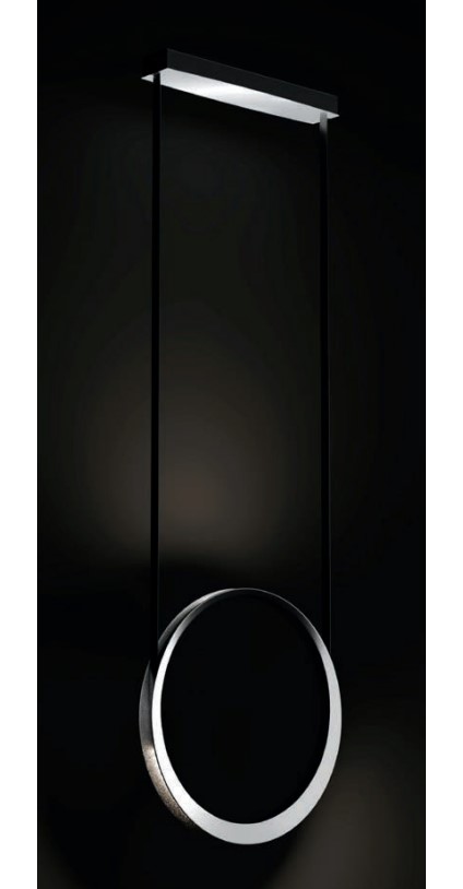 SUSPENDED LED RING POLISHED ALUMINUM Ø50cm H:400cm HANDMADE IN THE NETHERLANDS