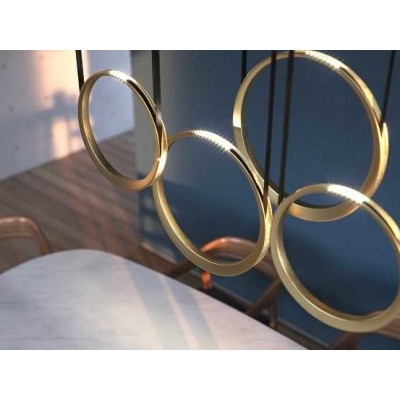 TRIPLE LED RING BRASS Ø50cm Ø50cm Ø40cm H:200cm HANDMADE IN THE NETHERLANDS