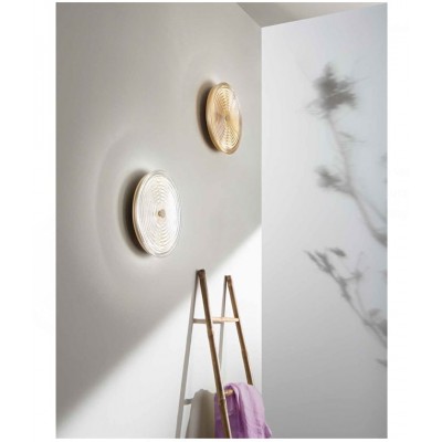 LED WALL FIXTURE FROM COLORED GLASS WITH EMBOSSED CIRCLES, Ø28cm ITALY 