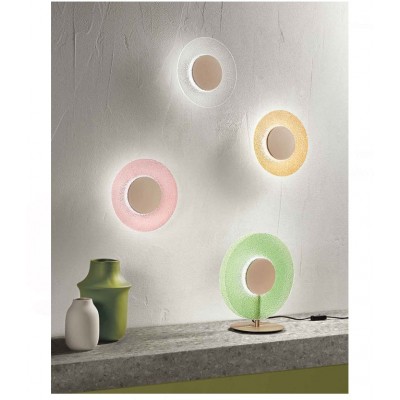 LED WALL FIXTURE WITH COLORFUL GRIT GLASS DISC Ø25cm ITALY 