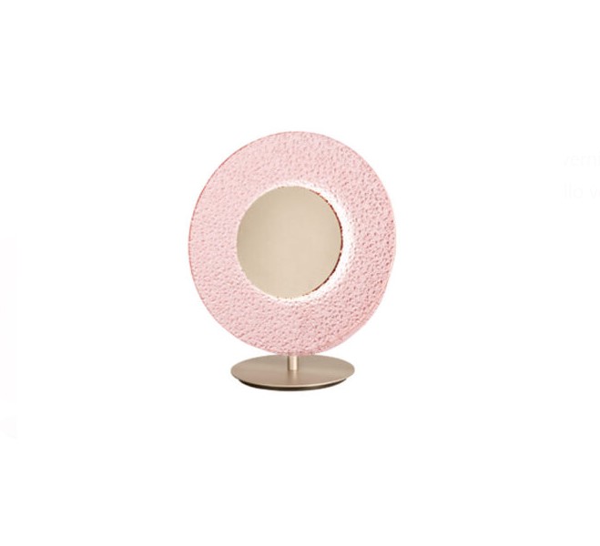 LED TABLE LIGHT WITH COLORFUL GRIT GLASS DISC Ø30cm ITALY