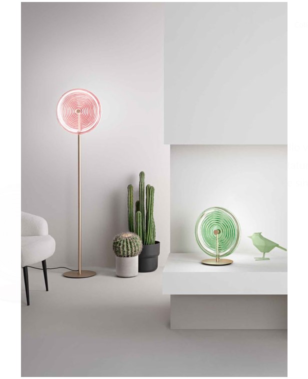 LED TABLE LIGHT COLORFUL GLASS WITH EMBOSSED CIRCLES Ø30cm ITALY