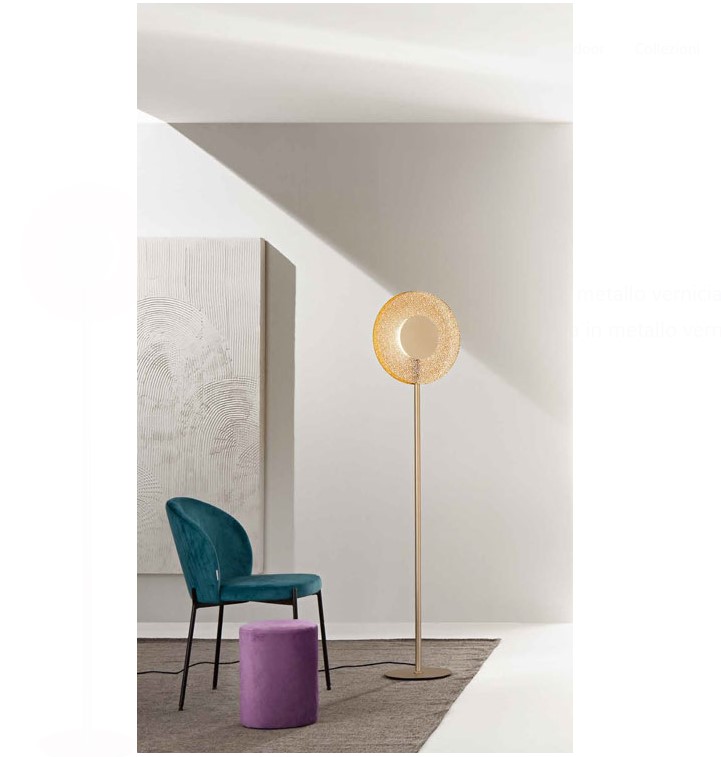 LED FLOOR LAMP WITH COLORFUL GRIT GLASS DISC H:170cm ITALY