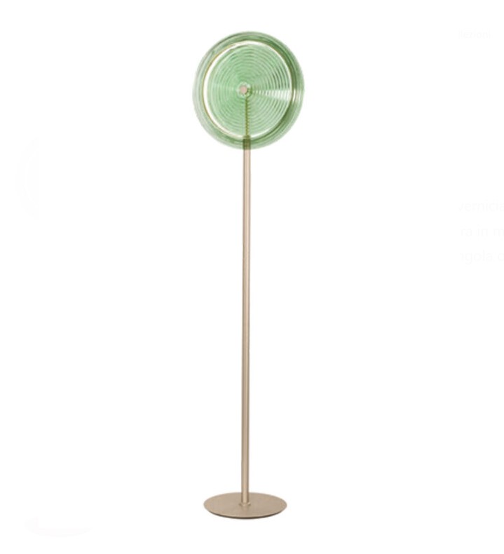 LED FLOOR LAMP WITH GOLORFUL GLASS DISC WITH EMBOSSED CIRCLES H:170cm ITALY 