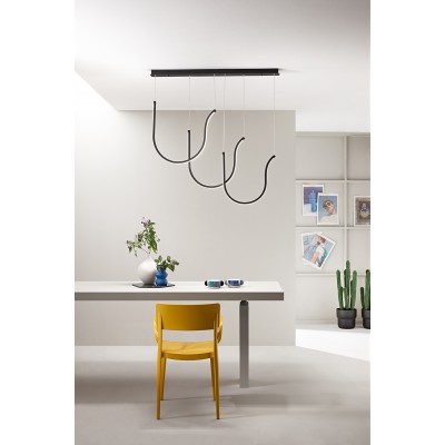 ΚΡΕΜΑΣΤΟ LED 3ΦΩΤΟ U ΣΕ ΡΑΓΑ ΜΑΥΡΟ 110cm MADE IN ITALY