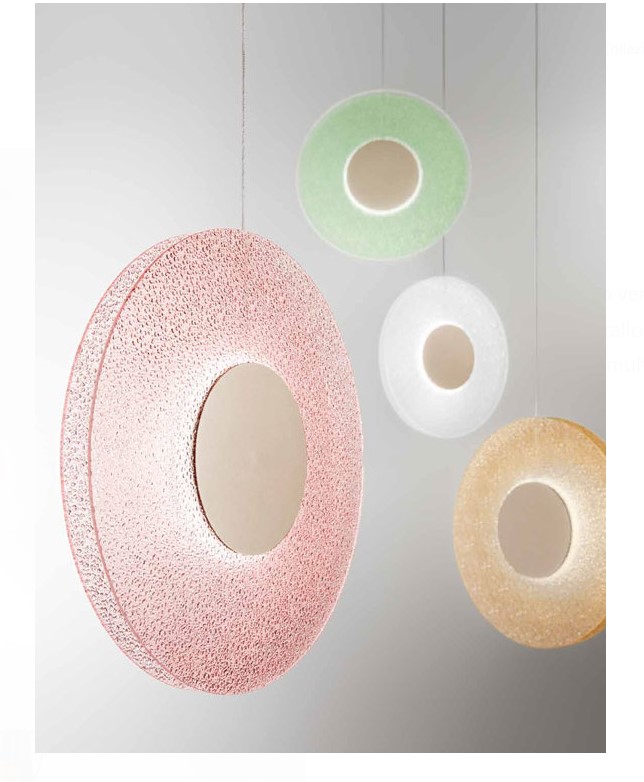 LED PENDANT COLORFUL GRIT GLASS DISC Ø45cm ITALY 