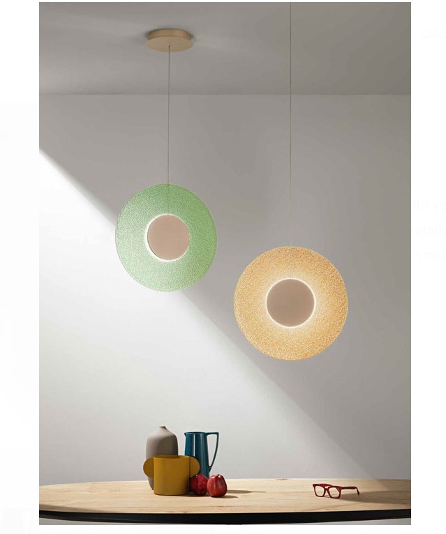 LED PENDANT COLORFUL GRIT GLASS DISC Ø45cm ITALY 