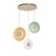 TRIPLE LED PENDANT COLORFUL GRIT GLASS DISCS Ø45cm ITALY